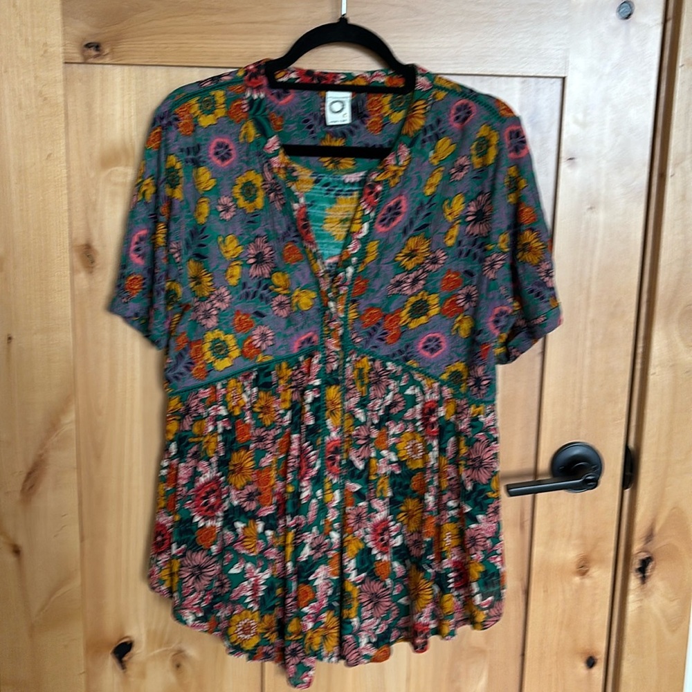 Anthropology floral blouse